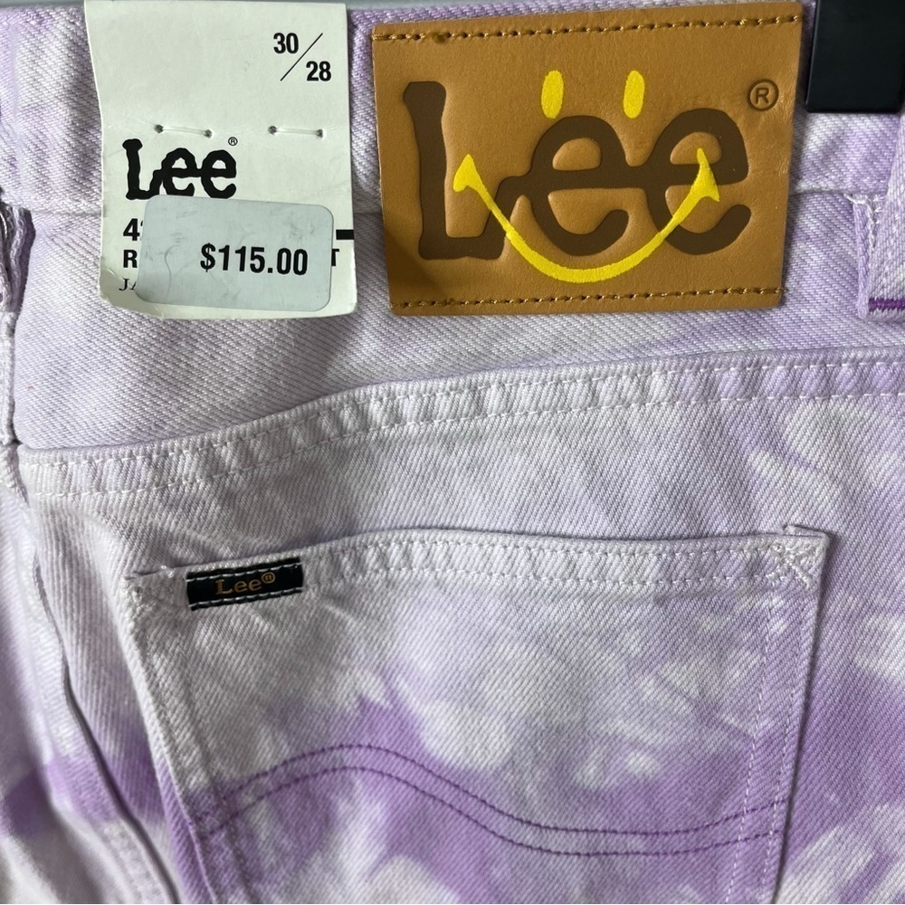 Lee Smiley x Tie Dye High Waist Flare Jeans Purple Size 28 Special Edition - Picture 7 of 9